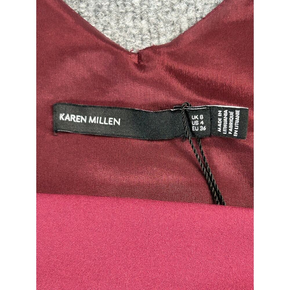 Karen Millen Burgundy Sheath Midi Dress Women's US 4 EU 36 Career Cocktail - Picture 3 of 9